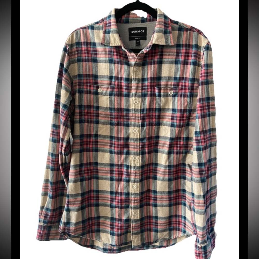 Bonobos Men's tailored fit Plaid flannel button down Shirt l long